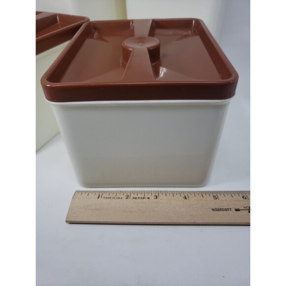 Poly Flex Republic Canister Set Vintage MCM Four Piece Brown 4 Lids Model 239 - Picture 5 of 12